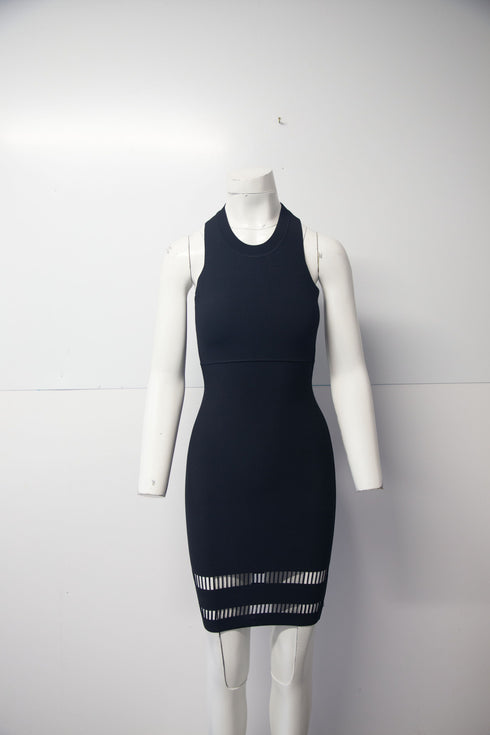 Women's Alexander Wang Body-Hugging Halter Dress in Black Viscose