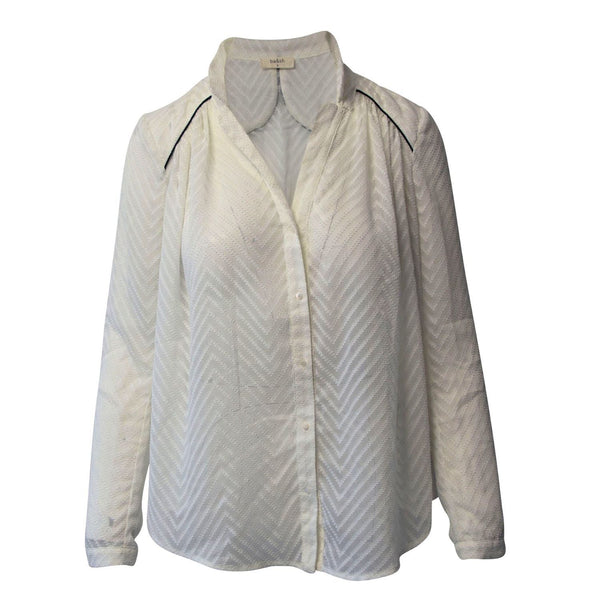 Women's Ba&sh Textured Blouse in White Polyester