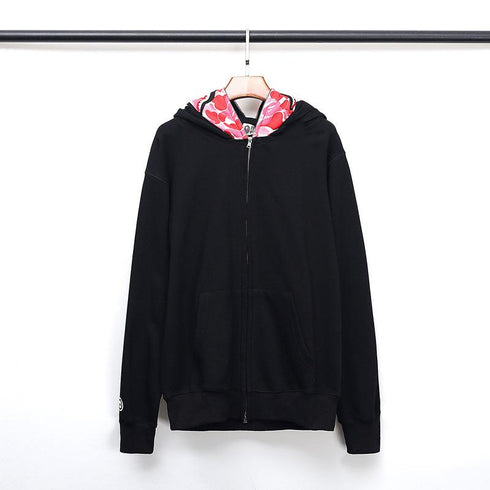 Bathing Ape Hoodie Fall/Winter Double Hood Camouflage Shark Head Zipper Fleece Padded Coat Sweatshirt