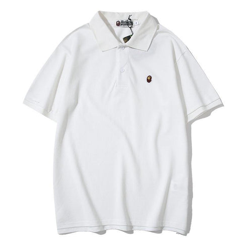 Bathing Ape T-Shirt Solid Color Casual Embroidered Short-Sleeved Polo Shirt