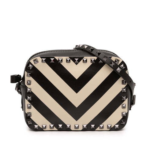 Rockstud Camera Crossbody Bag Striped Leather