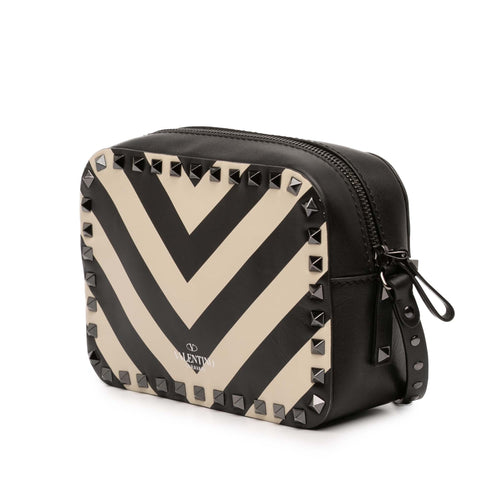 Rockstud Camera Crossbody Bag Striped Leather