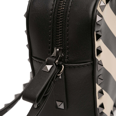 Rockstud Camera Crossbody Bag Striped Leather