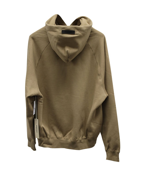 Men's Fear Of God Essentials Logo-Flocked Hoodie in Tan Cotton-Blend Jersey
