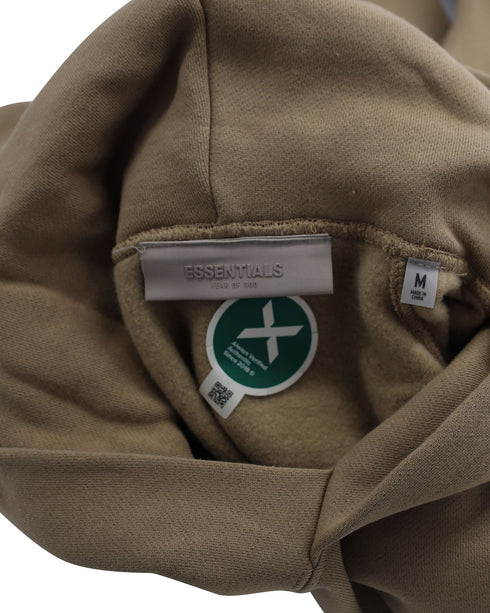 Men's Fear Of God Essentials Logo-Flocked Hoodie in Tan Cotton-Blend Jersey