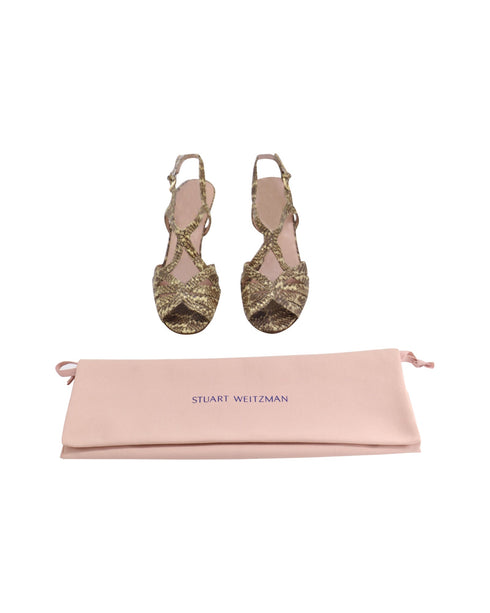 Women's Stuart Weitzman Snakeskin Print High Heel Sandals in Multicolor Leather