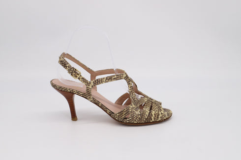 Women's Stuart Weitzman Snakeskin Print High Heel Sandals in Multicolor Leather