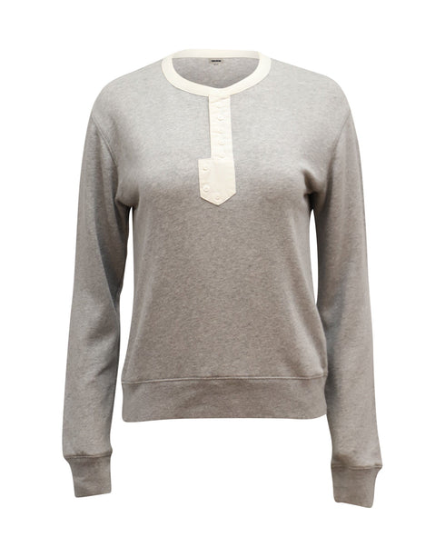 Women's Zadig & Voltaire Logo Long Sleeve Sweatshirt in Grey Cotton