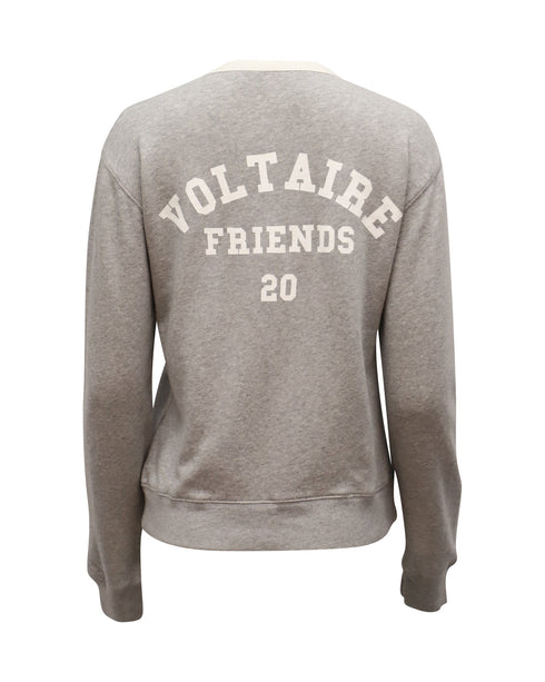 Women's Zadig & Voltaire Logo Long Sleeve Sweatshirt in Grey Cotton