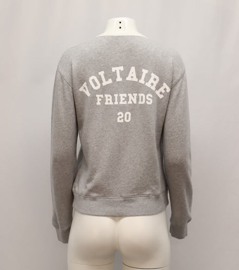 Women's Zadig & Voltaire Logo Long Sleeve Sweatshirt in Grey Cotton