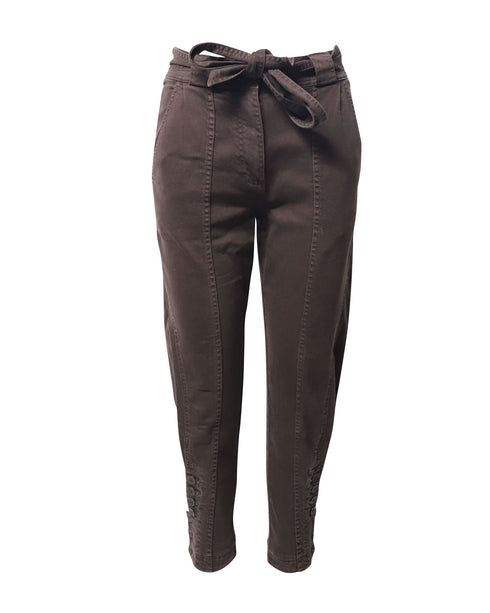 Women's Ulla Johnson Carmen High Rise Tapered Jeans in Brown Cotton
