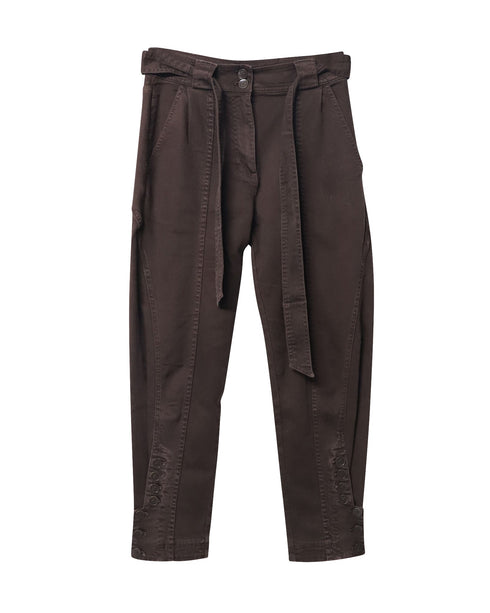 Women's Ulla Johnson Carmen High Rise Tapered Jeans in Brown Cotton