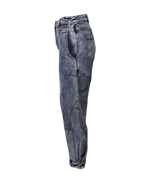 Women's Ulla Johnson Brodie High Rise Tapered Jeans in Blue Cotton
