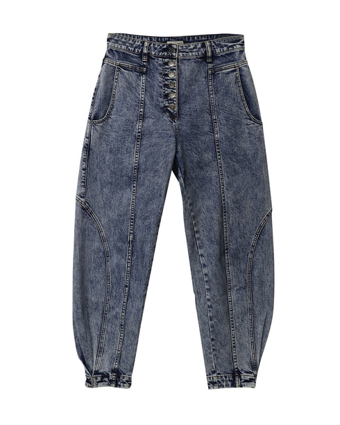 Women's Ulla Johnson Brodie High Rise Tapered Jeans in Blue Cotton