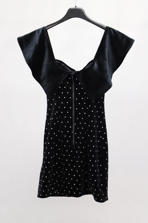 Women's Self-Portrait Crystal Embellished Mini Dress in Black Velvet