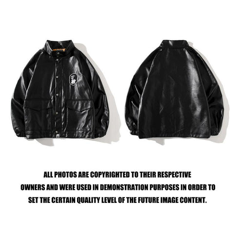 Bathing Ape Coat Spring and Autumn Fashion Brand Leather Jacket Youth Fashion Leather Jacket