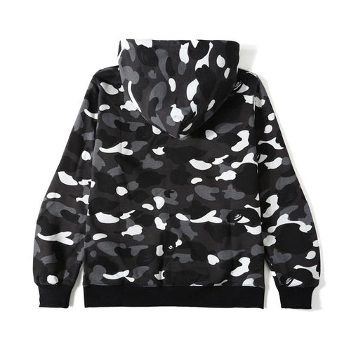 Bathing Ape Hoodie Shark Camouflage Luminous Embroidered Hoodie Hip Hop Men's and Women's Hoodie Coat