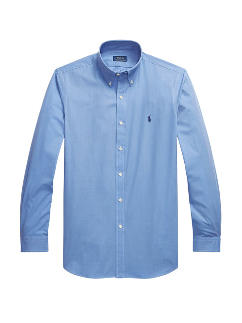 RALPH LAUREN Custom Fit Stretch Poplin Shirt Blue End On End