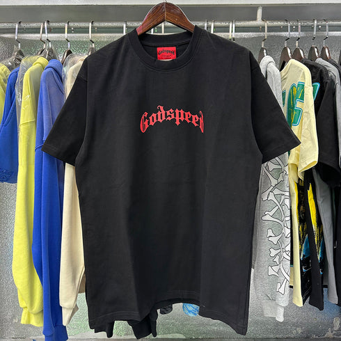 Godspeed T-shirts Skull Rose Clock Plate Double Yarn Cotton Casual Short Sleeve Men and Women