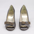 Women's Stuart Weitzman Peep Toe Bow Detail Heels in Silver Polyester