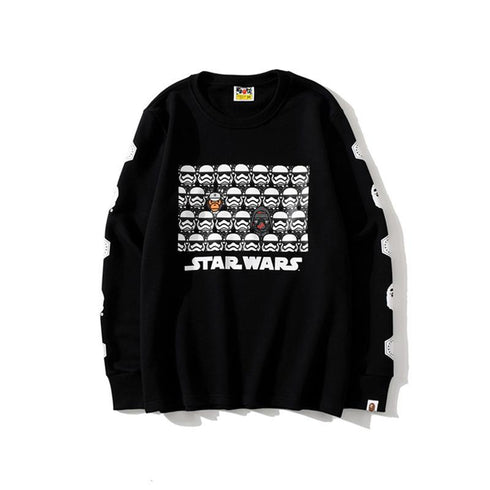 Bathing Ape Sweatshirts Ape Head and Star Wars White Warrior Loose Casual Couple Pullover Sweatshirt