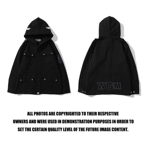 Bathing Ape Hoodie Spring Autumn Men's Solid Color Shark Head Coat Jacket
