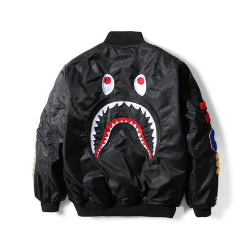 Bathing Ape Coat Winter Thickened Youth Casual Black Stand-up Collar Zipper Loose Double-Sided Cotton-Padded Jacket