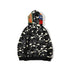 Bathing Ape Hoodie Shark Head Embroidery Luminous Spot Camouflage Double Hood Brushed Hoody Men and Women