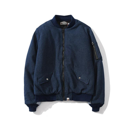 Bathing Ape Coat Denim Washed Cloth Baseball Cotton Coat Jacket Autumn and Winter Teenagers Men and Women