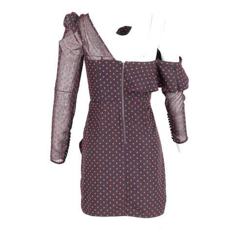 Women's Self-Portrait Plumetis Mini Dress in Red Print Polyester