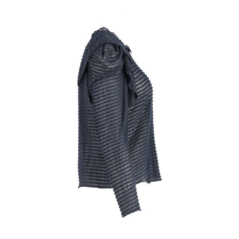 Women's Ulla Johnson Fiona See-Through Blouse in Navy Blue Silk