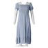 Women's Reformation Smocked Puff Sleeve Dress in Light Blue Viscose