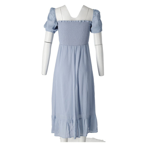 Women's Reformation Smocked Puff Sleeve Dress in Light Blue Viscose