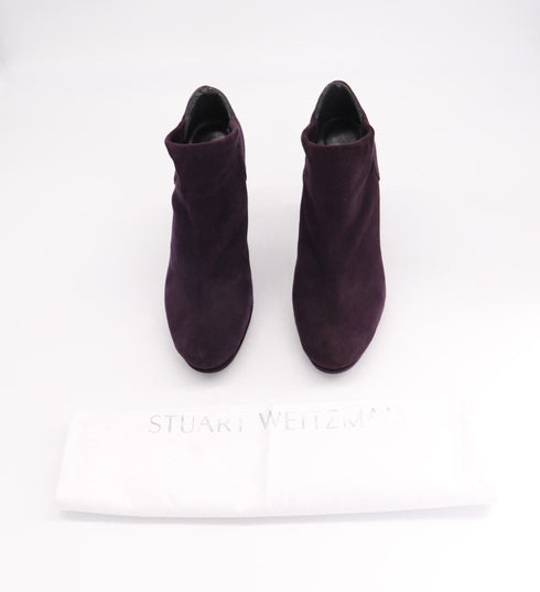Women's Stuart Weitzman Ankle High-Heeled Boots in Eggplant Purple Suede