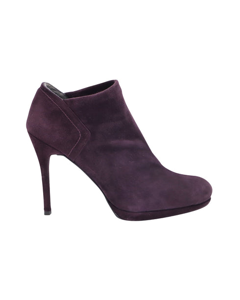 Women's Stuart Weitzman Ankle High-Heeled Boots in Eggplant Purple Suede