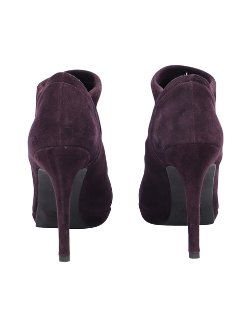 Women's Stuart Weitzman Ankle High-Heeled Boots in Eggplant Purple Suede