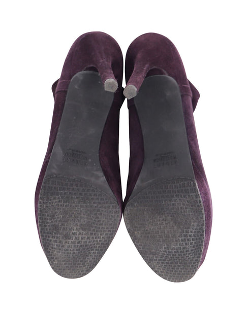 Women's Stuart Weitzman Ankle High-Heeled Boots in Eggplant Purple Suede