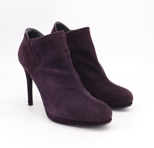 Women's Stuart Weitzman Ankle High-Heeled Boots in Eggplant Purple Suede