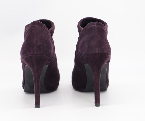 Women's Stuart Weitzman Ankle High-Heeled Boots in Eggplant Purple Suede