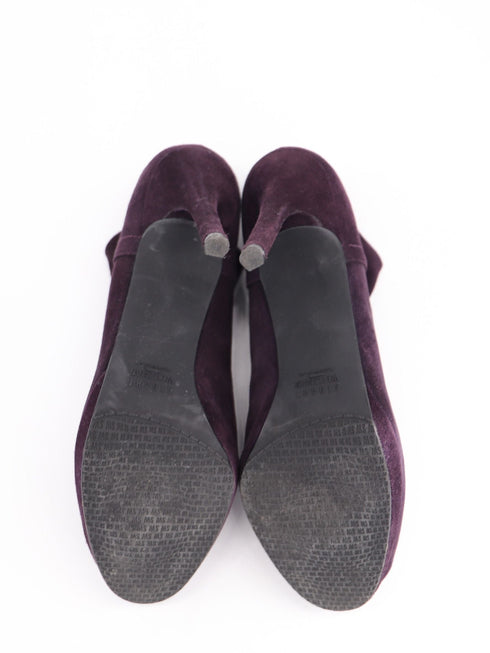 Women's Stuart Weitzman Ankle High-Heeled Boots in Eggplant Purple Suede