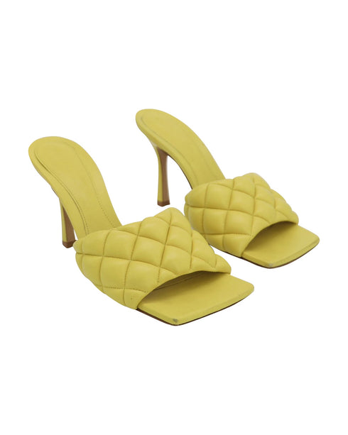 Women's Bottega Veneta Quilted Padded Mule in Yellow Leather