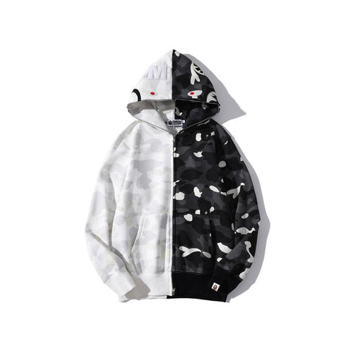 Bathing Ape Jacket Shark Head Black and White Luminous Coat