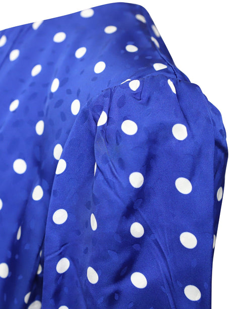 Women's Self Portrait Polka-Dot Blue Midi Dress in Blue Viscose
