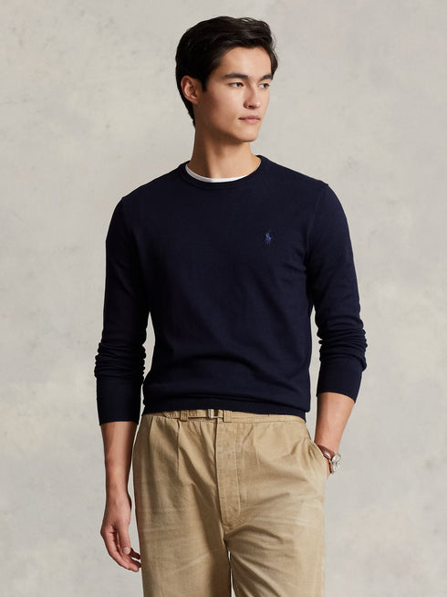RALPH LAUREN Slim Fit Cotton Jumper Hunter Navy