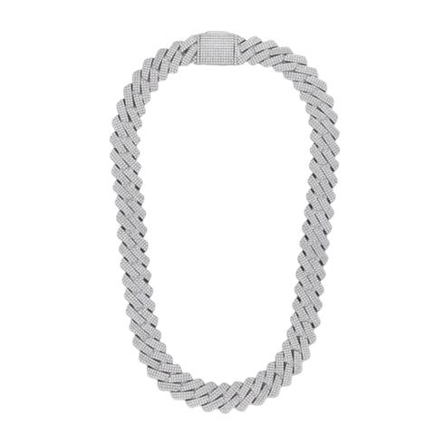 Iced Prong Cuban Chain (Silver) - 20mm