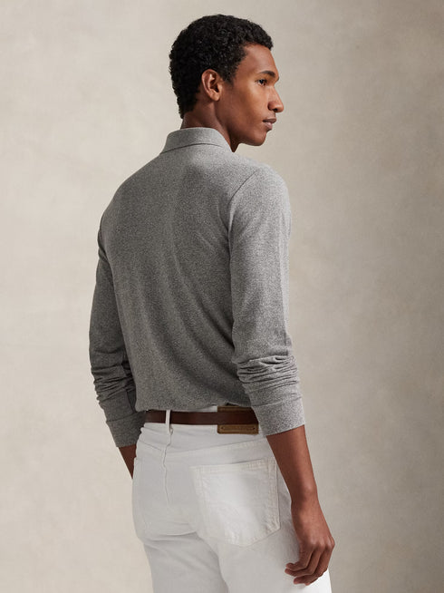 RALPH LAUREN Slim Fit Mesh Long-Sleeve Polo Canterbury Heather