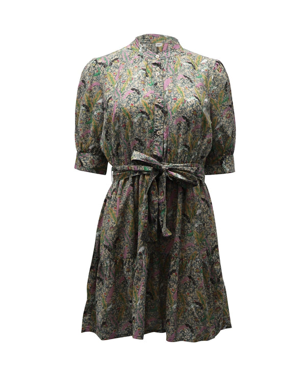 Women's Ba&sh Tie Front Gathered Mini Dress in Floral Print Cotton