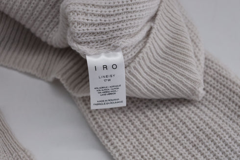Women's Iro Lineisy Cold Shoulder Ribbed Knit Sweater in Light Beige Acrylic