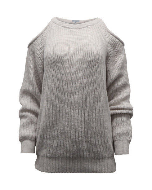 Women's Iro Lineisy Cold Shoulder Ribbed Knit Sweater in Light Beige Acrylic