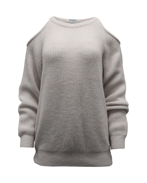 Women's Iro Lineisy Cold Shoulder Ribbed Knit Sweater in Light Beige Acrylic